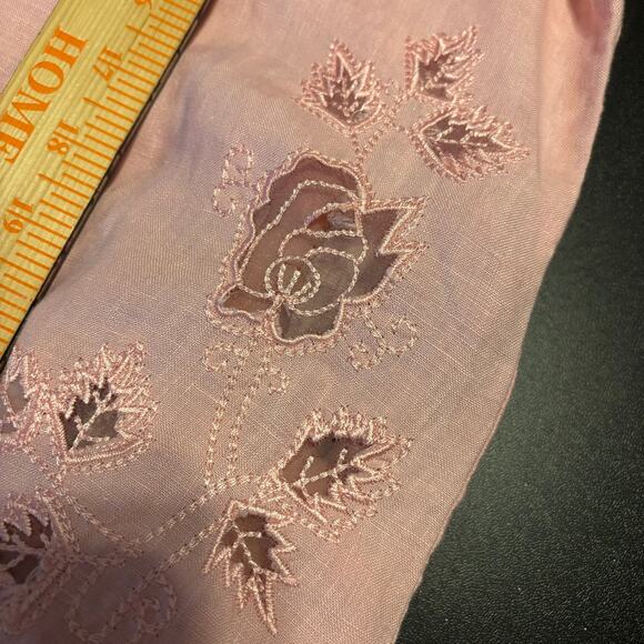 Edward Irish Linen Embroidered Blouse 100% Linen Pink Womens Size XL - Picture 5 of 7